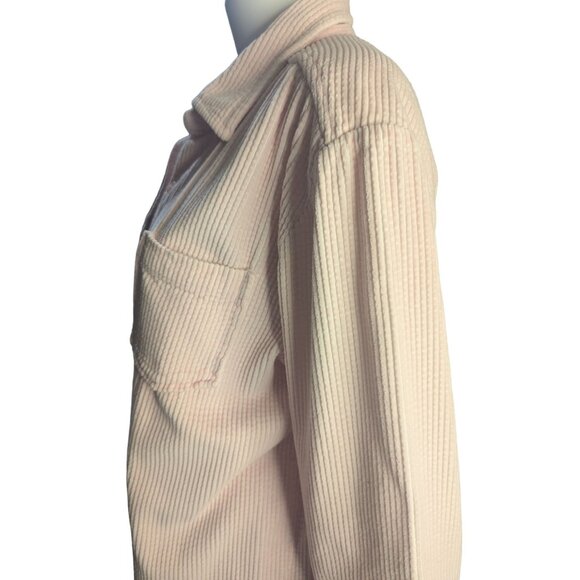 Chadwicks Pink Corduroy Shacket Sz M W/Button Closure Pocket Minimalist Modern - Picture 6 of 8